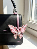 Pink butterfly Bag charm - Handmade - علاقة - جنطة - صناعه يدوية
