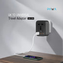 PAWA UK TO UNIVERSAL TRAVEL ADAPTER GAN 20W.  - شاحن حائط  - 3 منافذ للشحن + منفذ كهرباء - قوة 20 واط - كفالة 24 شهر