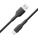Promate XCord-AC200 Super-Flexible USB-A to USB-C Cable 2m - Black [BO] - سلك شحن تايب سي - بروميت - طول 2 متر - كفالة 12 شهر