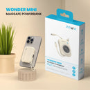 Wonder Mini Magsafe Powerbank | Beige [O]- بطارية متنقلة - باوا - سعة 10000 - سلك شاحن ايفون + تايب سي - مع ماغ سيف - كفالة 24 شهر