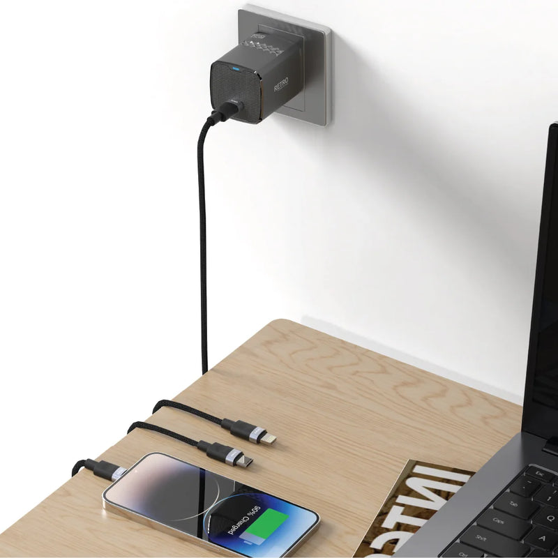 Pawa PocketMini Travel Charger Dual PD + QC Port 20W With Type-C to Lightning Cable - بلاك شاحن حائط + سلك شحن ايفون - 25 واط - باوا - كفالة 12 شهر