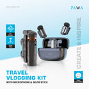 Pawa Travel Vlogging kit with Microphone & Selfie stick [O] - ستاند تصوير + عصا سيلفي + 2 ميكروفون حق التصوير محول تايب سي - ريموت بلوتوث - باوا (Copy)