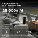 EcoFlow RAPID Power Bank (25,000mAh, 170W, 100W Built-In and Retractable Cables) - Black [D] بطارية متنقلة - بيسوس - سعة 25000 - عدد 2 سلك شاحن تايب سي - شاشة رقميه - قوة 170 واط - كفالة 24 شهر