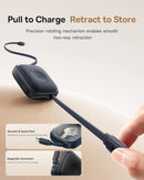 Baseus 100W Retractable Fast Charging Cable with Built-in Apple Watch Wireless Charger - Black [D]  - سلك شحن تايب سي + شحن ساعة ابل - 100 واط