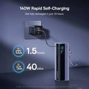 Baseus EnerGeek GR11 Power Bank with Retractable Cable 25000mAh 200W - Space Grey [D] بطارية متنقلة - بيسوس - سعة 25000 - عدد 2 سلك شاحن تايب سي - شاشة رقميه - قوة 200 واط - كفالة 24 شهر