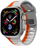 PAWA - Lagos Premium Soft Silicon Straps - Grey & Orange - سير ساعه أبل واتش