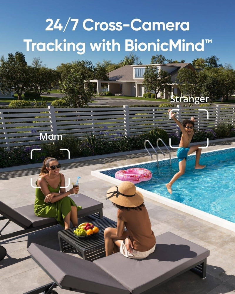 EufyCam E330 (Professional) 4-Cam Kit, 4K Outdoor Security Camera System,1TB Hard Drive Included [D] - 4K كاميرا - يوفي الذكية - قاعدة كاميرات مدمج معها مساحة تخزين 1 تيرا بايت + 4 كاميرات خارجيه - مع تمديدات - مقاومة للماء والغبار - انكر - كفاله 12شهر