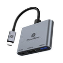 Phone plant 3-In-1 USB-C Multi-Function Hub - Gray - وصلة تايب سي - 3 في 1 -  اتش دي ام اي + يو اس بي + تايب سي