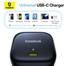 Baseus PicoGo AE11 GaN 45W Fast Charger – Black (UK) [D] - شاحن حائط  - قوة 45 واط - بيسوس - تايب سي