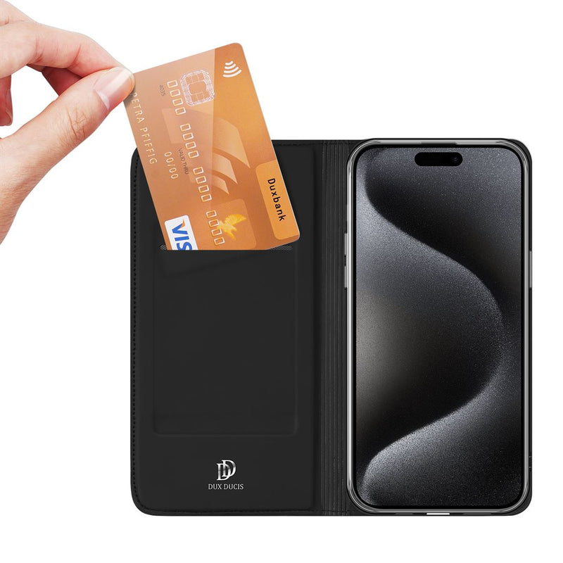 DUX DUCIS Skin Pro Folio Case - Black - كفر جلد مع محفظة - حماية عالية - ستاند بالعرض