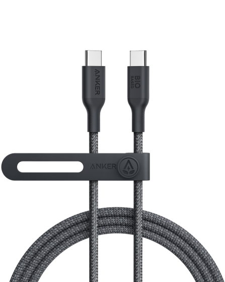 Anker 544 USB-C to USB-C 140W (Bio-Nylon) (0.9m/3ft) - Black [D] - سلك شحن - انكر - تايب سي الى تايب سي - طول 90 سم - قوة 140 واط - كفالة 18 شهر