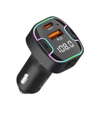 BlueOn Bluetooth Car FM Transmitter Black [O] - شاحن ولاعة - بلوتث لنقل الصوت - منفذ تايب سي + منفذ يو اس بي - كفالة 24 شهر