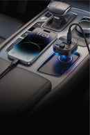 BlueOn Bluetooth Car FM Transmitter with Ambient Blue Lighting Black [O] - شاحن ولاعة - بلوتث لنقل الصوت - منفذ تايب سي + منفذ يو اس بي - كفالة 24 شهر