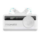 Promate Power Bank, 5000mAh Mini 20W USB-C - Lightning , Apple Watch Charger - LED Display White -  بطارية متنقلة - مع شاحن تايب سي + شاحن ايفون - سعة 5000 ملي امبير + شاشة رقميه + شاحن ساعة ابل - لأجهزة الاندرويد والايفون - كفالة 24 شهر
