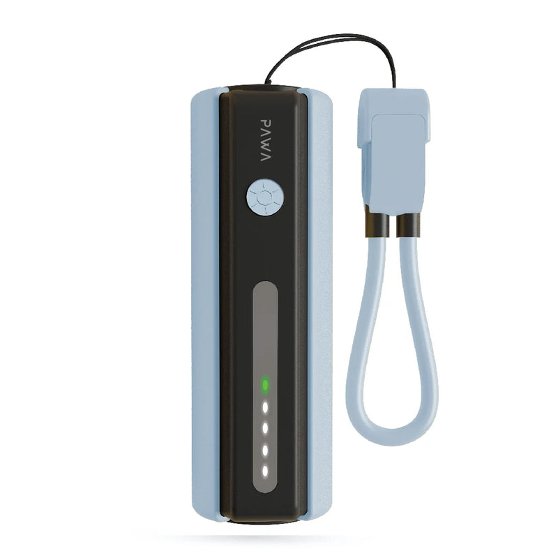 Pawa Micro Mini Powerbank with Torch and Lanyard cable Blue & Black [O] - بطارية متنقلة - باوا - سعة 5000 - سلك شاحن تايب سي + كشاف مضئ - كفالة 24 شهر