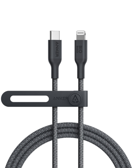 Anker 542 USB-C to Lightning (Bio-Nylon) (1.8m/6ft) - Black [D] - سلك شحن ايفون تايب سي - انكر - طول 180 سم - كفالة 18 شهر
