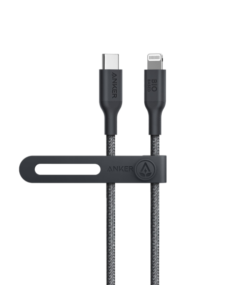 Anker 542 USB-C to Lightning (Bio-Nylon) (1.8m/6ft) - Black [D] - سلك شحن ايفون تايب سي - انكر - طول 180 سم - كفالة 18 شهر
