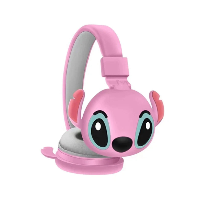 Disney Stitch Wireless Bluetooth Headphones AH-806 HIFI Sound Stereo Foldable Headsets with Mic for Children - Pink [H] - سماعة رأس بلوتوث - للأطفال - كفالة 12 شهر