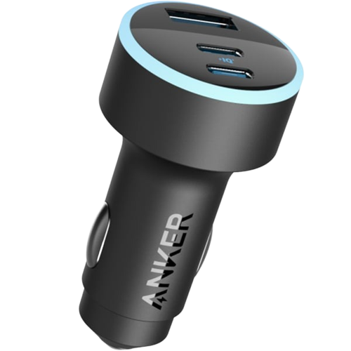 Anker 335 Car Charger 67W - Black - شاحن ولاعة للسيارة - انكر - قوة 67 واط - 2 منفذين تايب سي للشحن السريع - 1 منفذ يو اس بي - كفالة 18 شهر