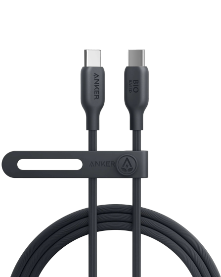 Anker 544 USB-C to USB-C Cable 140W (Bio-Based) - 1.8m - Black [D] - سلك شحن - انكر - تايب سي الى تايب سي - طول 180 سم - كفالة 18 شهر