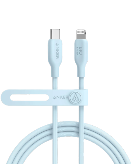 Anker 542 USB-C to Lightning (Bio-Based) - 1.8m/6ft - Blue [D] - سلك شحن ايفون تايب سي - انكر - طول 180 سم - كفالة 18 شهر