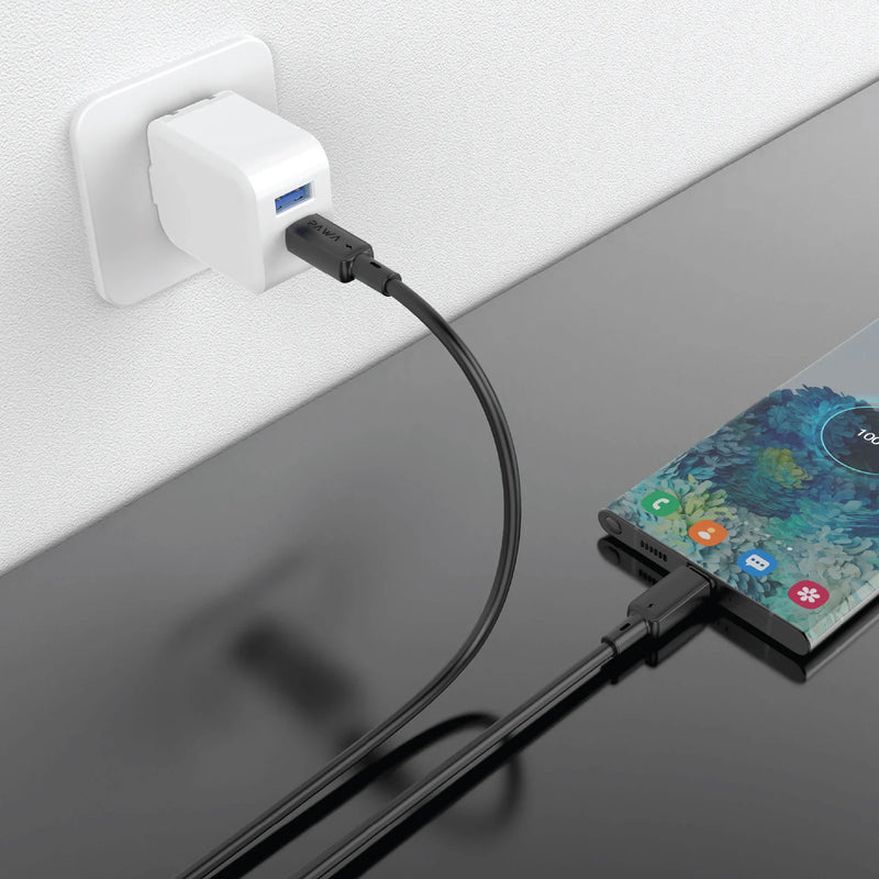 Pawa 3A USB-C TO USB-C Quick Charging - 1.2m - Black -  سلك شحن - باوا - تايب سي الي  تايب سي - طول 1.2 متر - قوة 60 واط - كفالة 12 شهر