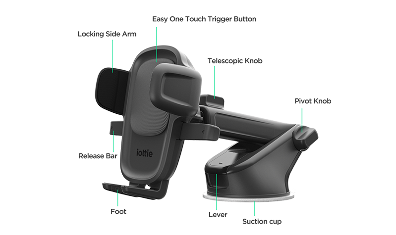 iOttie Easy One Touch 5 Smartphone Car Dash and Windshield Mount - ستاند سيارة  - مناسب لجميع انواع الاجهزة - سهولة ادخال واخراج الهاتف
