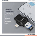 Porodo 4-in-1 OTG Adapter, TF Card Reader - Black - وصلة - لنقل البيانات - 4 في 1 - متعددة الاستخدام