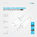 PAWA USB to Lightning Charging Cable - 1.2m - White - سلك شحن ايفون - باوا - طول 1.2 سم - كفالة 24 شهر