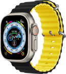 PAWA - Lagos Premium Soft Silicon Straps - Black/Yellow - سير ساعه أبل واتش