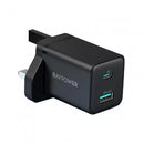 RAVPower 20W 2-Ports Wall Charger Combo - Black - شاحن حائط - تايب سي - راف باور - 20 واط + سلك شحن أيفون - خاصية الشحن السريع - كفالة 12 شهر