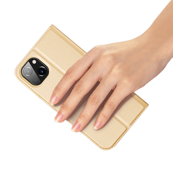 DUX DUCIS Skin Pro Folio Case - Gold - كفر جلد مع محفظة - حماية عالية - ستاند بالعرض