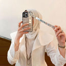 Dana Silver Leather Case with Card Slot and Strap - كفر مع مسكة شريطة ومكان للبطاقات وخيط علاقة