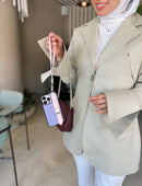 Dana Purple with Pink Strap Leather Case with Card Slot and Strap - كفر مع مسكة شريطة ومكان للبطاقات وخيط علاقة