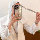 Dana Silver Leather Case with Card Slot and Strap - كفر مع مسكة شريطة ومكان للبطاقات وخيط علاقة