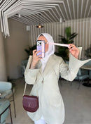 Dana Purple with Pink Strap Leather Case with Card Slot and Strap - كفر مع مسكة شريطة ومكان للبطاقات وخيط علاقة