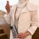 Dana Silver Leather Case with Card Slot and Strap - كفر مع مسكة شريطة ومكان للبطاقات وخيط علاقة