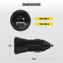 Scosche FoundIT™ Pro Finder - 32W USB-C®/ USB-A® Charger & Locator for Android & iOS - شاحن سيارة - خاصية التتبع للاندرويد والايفون - سكوشي  - منفذ يو اس بي + منفذ تايب سي  - قوة 32 واط - كفالة 12 شهر