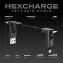 Statik HexCharge Cable 4in1 - Black[V] - سلك شحن - 4 في 1 - من يو اس بي + تايب سي - الى تايب سي + ايفون - طول 15سم - بيزك