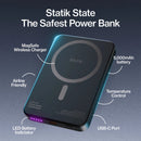 Statik MagSafe Power Bank with Semi-Solid Electrolyte Technology V2 5000mAh Black [V] - بطارية متنقلة ماغ سيف نحيفة + شحن سماعة ابل - منفذ تايب سي - سعة 5000 ملي أمبير - كفالة 24 شهر