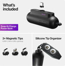 Statik Snap-N-Charge Power Bank 3200mAh - Universal USB-C, Lightning & Micro USB Magnetic Tips V3 Black -  بطارية متنقلة - مع شاحن تايب سي + شاحن ايفون + شاحن ميكرو - سعة 3200 ملي امبير - لأجهزة الاندرويد والايفون - كفالة 12شهر