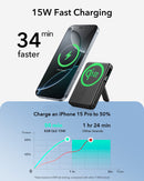 ESR Power Bank 10000mAh Qi2 MagSlim Kickstand Black [V] - بطارية متنقلة ماغ سيف ستاند نحيفة + شحن سماعة ابل - منفذ تايب سي - سعة 10000 ملي أمبير - كفالة 24 شهر