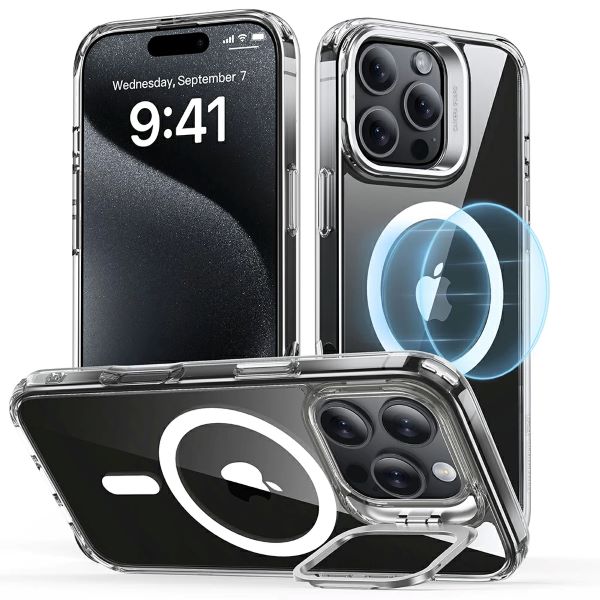 ESR iPhone 16 Pro Max Classic Hybrid (HaloLock) with Stash Stand Case - Clear [V] - كفر حماية عالية - ماغ سيف - ستاند