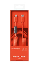Native Union POP CABLE XL type C-C 2.4M 60W - Alarm Red  [V] - سلك شحن تايب سي - نيتف يونيون - قوة 60 واط - مقاوم للقطع - 2.4 متر - كفالة 12 شهر
