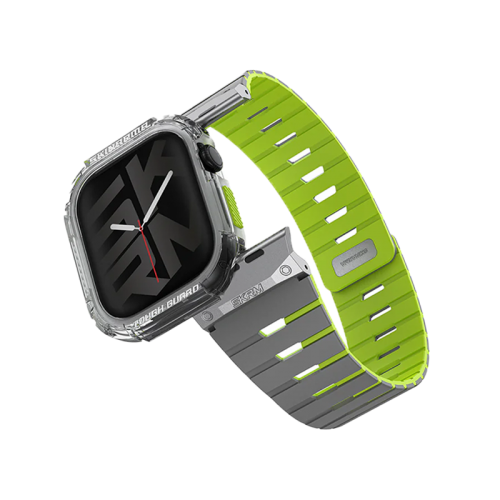 SkinArma Gemini Magnetic Strap + Atom Case Bundle for Apple Watch 46MM - Lime Green [B] - سير ساعة أبل واتش