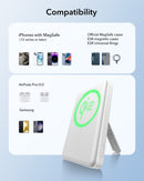 ESR Power Bank 5000mAh Qi2 MagSlim Kickstand White [V] - بطارية متنقلة ماغ سيف ستاند نحيفة + شحن سماعة ابل - منفذ تايب سي - سعة 5000 ملي أمبير - كفالة 24 شهر