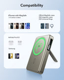 ESR Power Bank 10000mAh Qi2 MagSlim Kickstand Titanium [V] - بطارية متنقلة ماغ سيف ستاند نحيفة + شحن سماعة ابل - منفذ تايب سي - سعة 10000ملي أمبير - كفالة 24 شهر