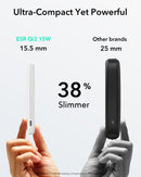 ESR Power Bank 5000mAh Qi2 MagSlim Kickstand White [V] - بطارية متنقلة ماغ سيف ستاند نحيفة + شحن سماعة ابل - منفذ تايب سي - سعة 5000 ملي أمبير - كفالة 24 شهر
