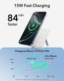 ESR Power Bank 5000mAh Qi2 MagSlim Kickstand White [V] - بطارية متنقلة ماغ سيف ستاند نحيفة + شحن سماعة ابل - منفذ تايب سي - سعة 5000 ملي أمبير - كفالة 24 شهر