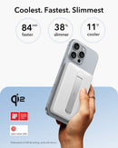 ESR Power Bank 5000mAh Qi2 MagSlim Kickstand White [V] - بطارية متنقلة ماغ سيف ستاند نحيفة + شحن سماعة ابل - منفذ تايب سي - سعة 5000 ملي أمبير - كفالة 24 شهر